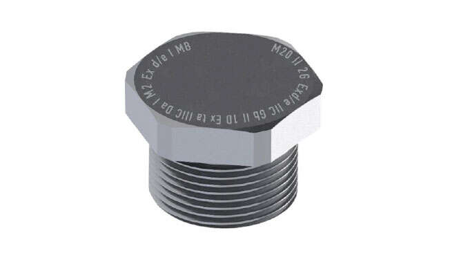 Atex Plug Ex d/e Nickel-Plated Blind Metric Thread IP68 · Glakor